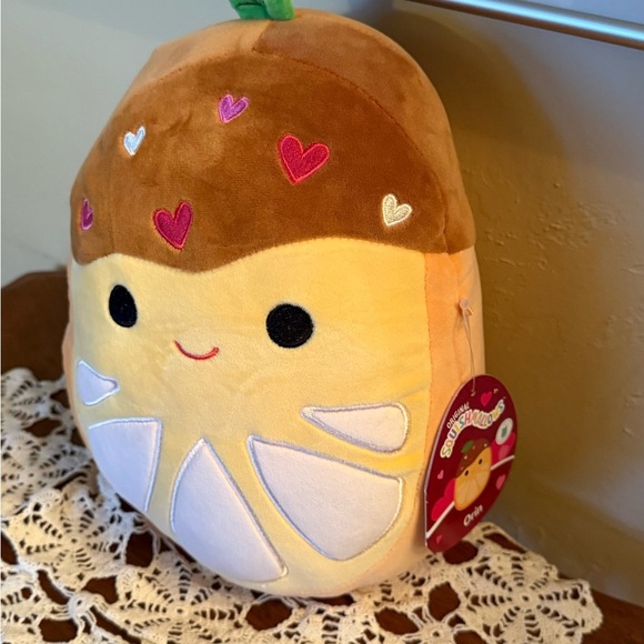 NEW Squishmallows Orin Chocolate Dipped Orange Heart-Patterned Plush Toy - Picture 2 of 12